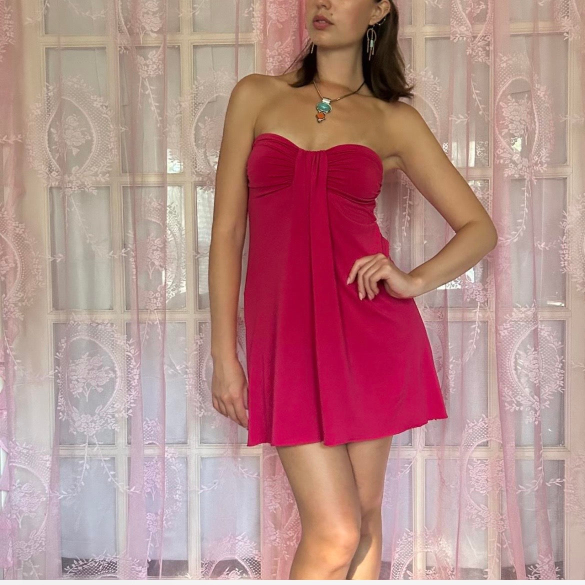 Y2K mini dress, pink