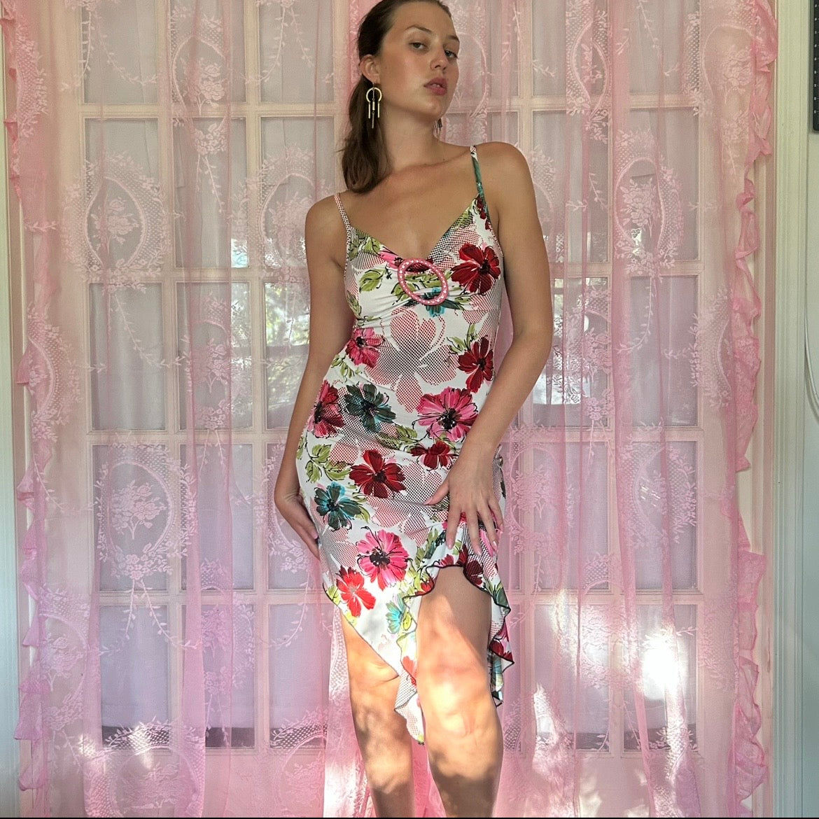 Y2K midi dress, floral